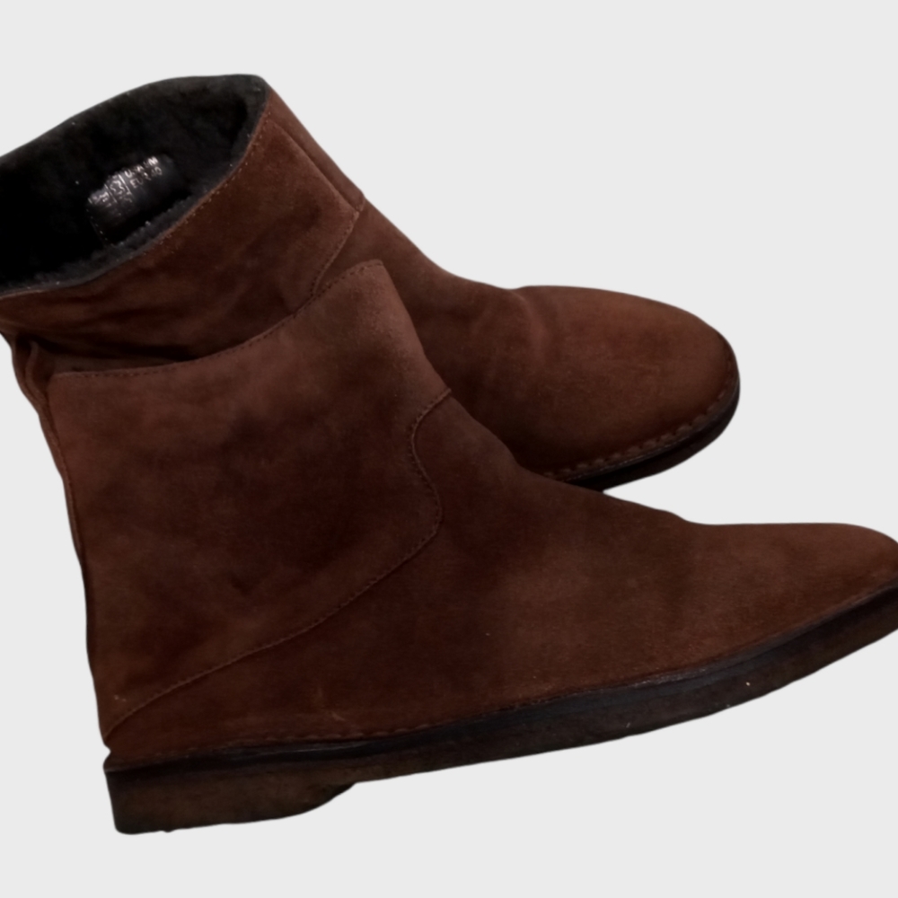 Vince Shearling Lined Suede Ankle Boots/Shoes Brown Color Size USA 9M EUR 40